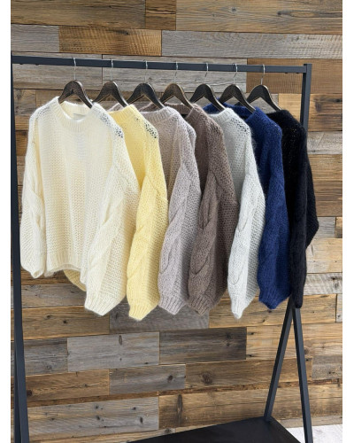 Sweter warkocz By o la la...! szary