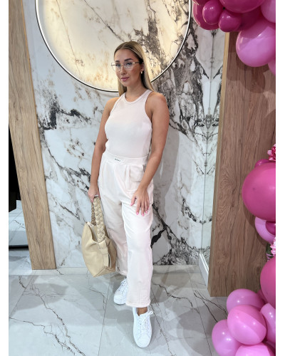 Spodnie dresowe z wywijaną gumą By o la la...! nude