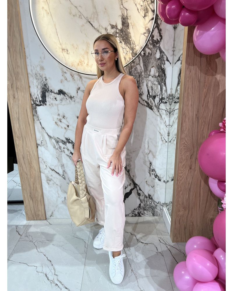 Spodnie dresowe z wywijaną gumą By o la la...! nude