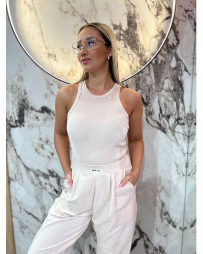 Spodnie dresowe z wywijaną gumą By o la la...! nude