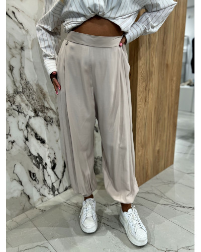 Spodnie materiałowe z wiązaną nogawką By o la la...! beżowe
