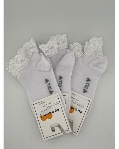 Skarpetki z koronką krótkie By o la la...! białe
