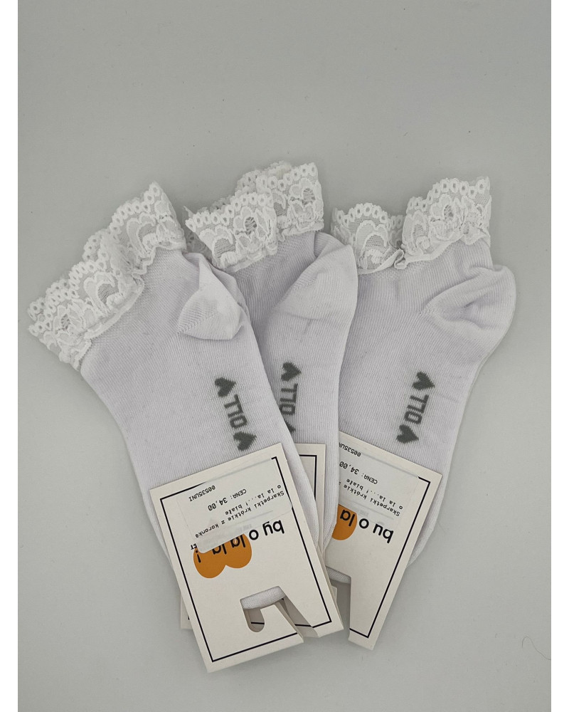 Skarpetki z koronką krótkie By o la la...! białe