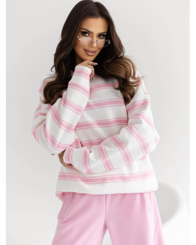 Bluza w paski By o la la...! sugar pink
