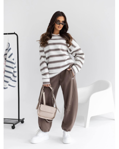 Bluza w paski By o la la...! kakao