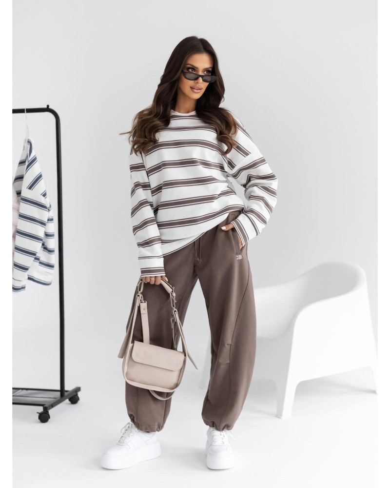 Bluza w paski By o la la...! kakao