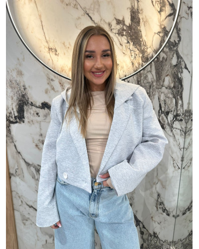 Marynarka dresowa z kapturem By o la la...! szary melanż