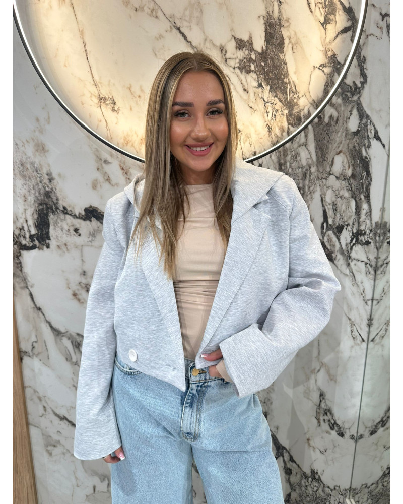 Marynarka dresowa z kapturem By o la la...! szary melanż