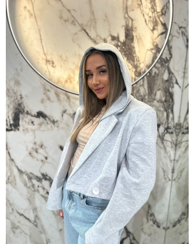 Marynarka dresowa z kapturem By o la la...! szary melanż