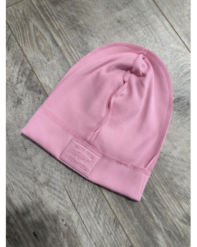 Czapka prążkowana z przeszyciem By o la la...! sugar pink