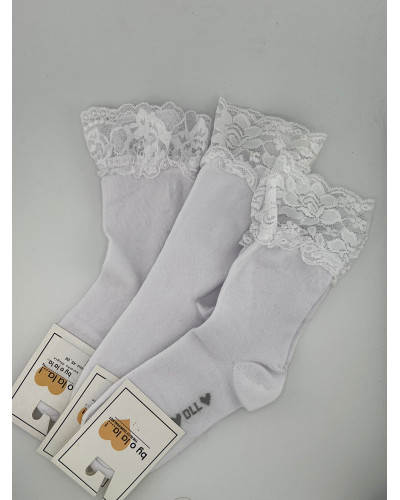 Skarpetki z koronką długie By o la la...! białe