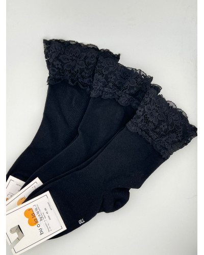 Skarpetki z koronką długie By o la la...! czarne