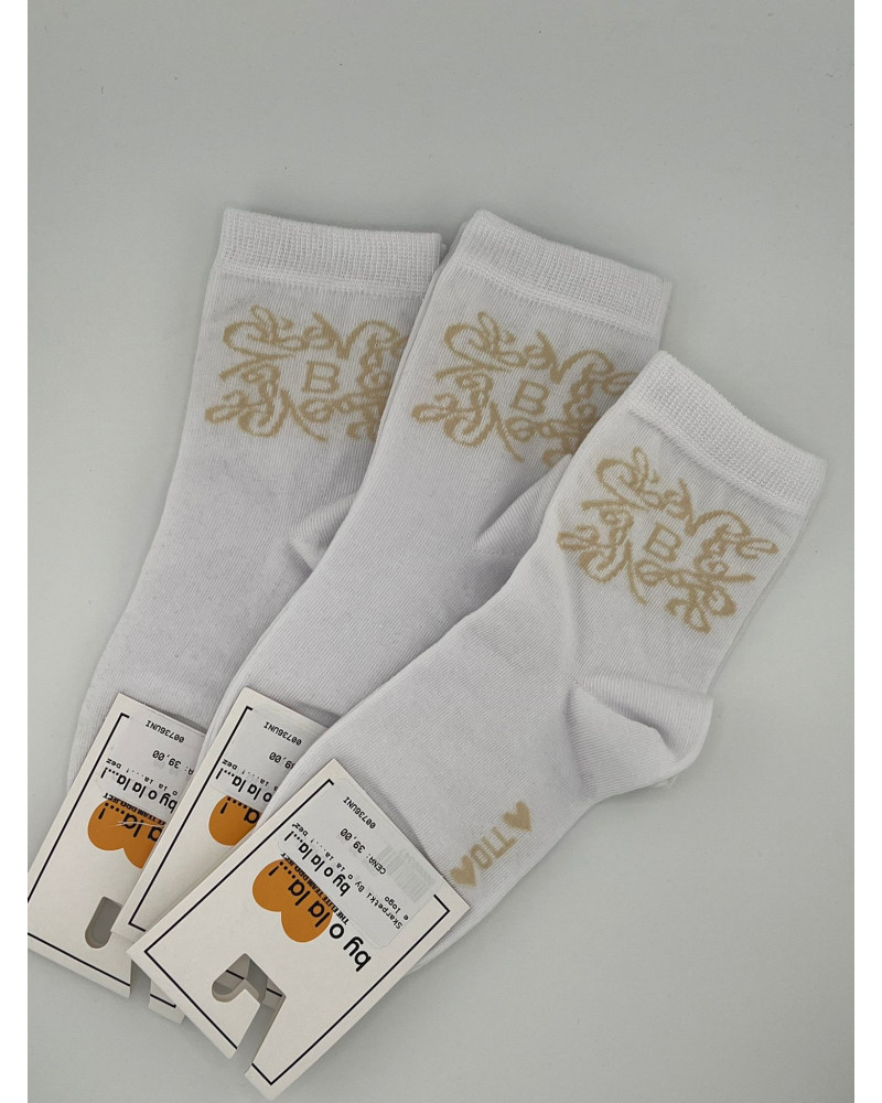 Skarpetki z herbem By o la la...! białe z beżem