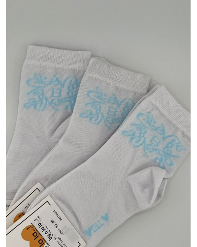 Skarpetki z herbem By o la la...! białe z błękitem