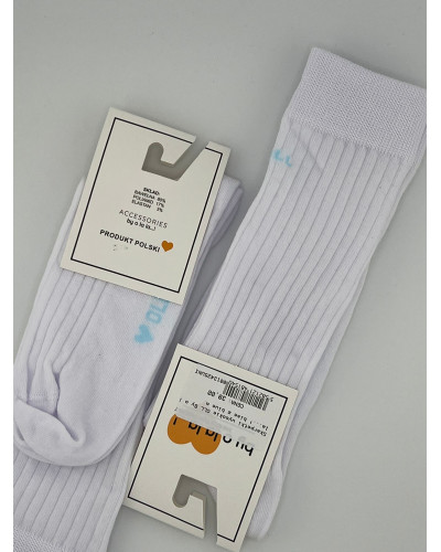 Skarpetki prążkowane OLL By o la la...! białe z błękitem