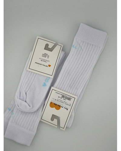 Skarpetki prążkowane OLL By o la la...! białe z błękitem