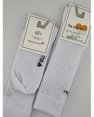 Skarpetki prążkowane OLL By o la la...! białe z granatem