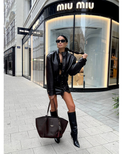 Bomberka z ekoskóry La Milla czarna