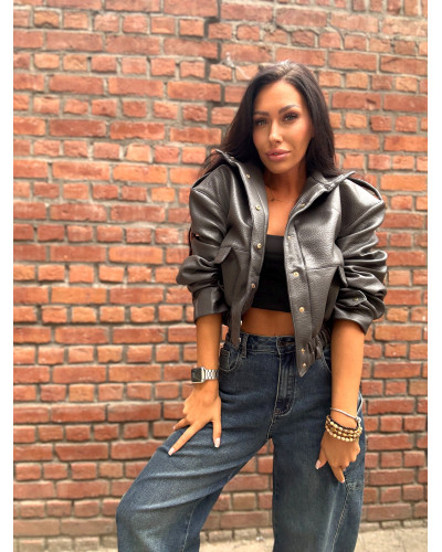 Bomberka z ekoskóry La Milla grafitowa