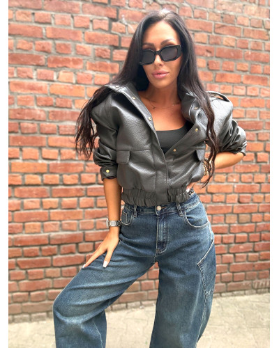 Bomberka z ekoskóry La Milla grafitowa