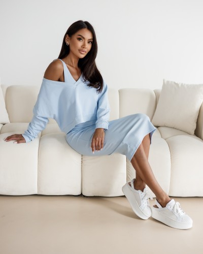 Komplet sukienka + bluza By o la la..! błękitny