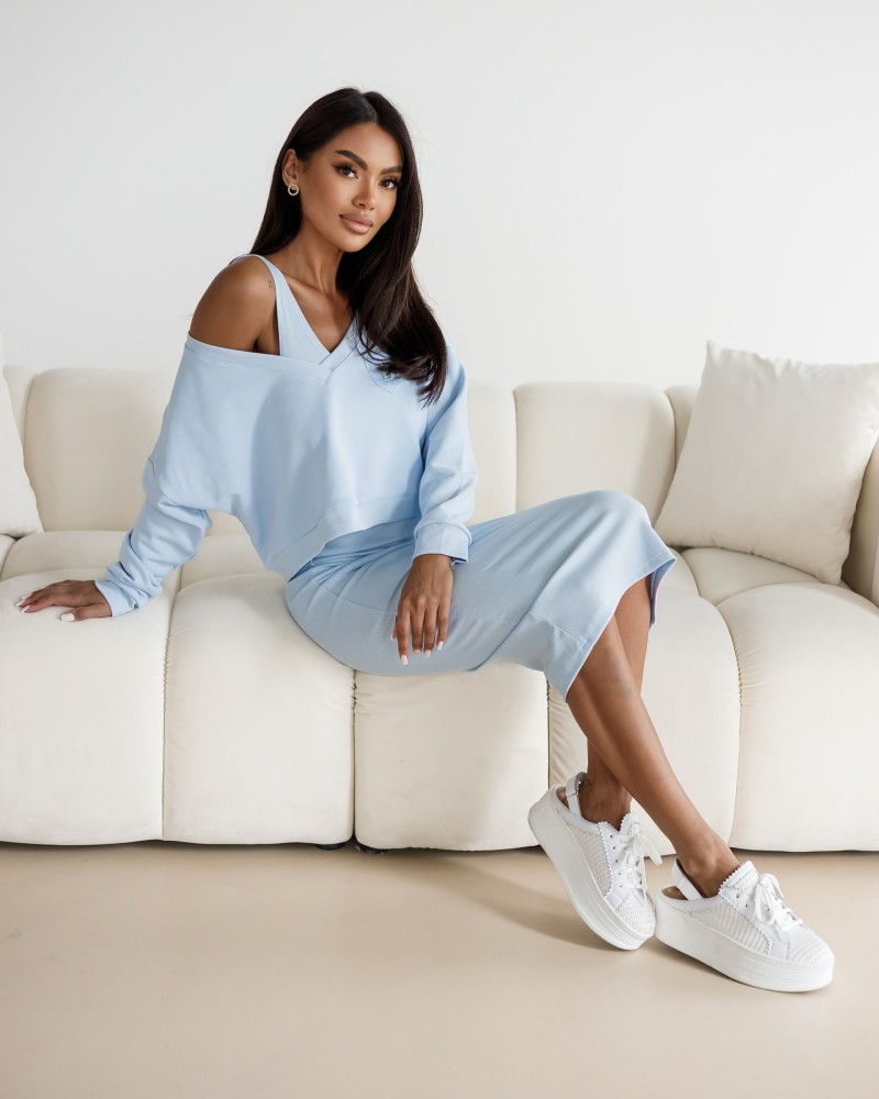 Komplet sukienka + bluza By o la la..! błękitny Komplet sukienka + bluza By o la la..! błękitny