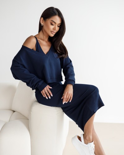 Komplet sukienka + bluza By o la la..! granatowy