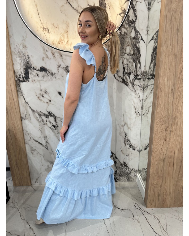 Sukienka maxi z falbanką By o la la...! niebieska Sukienka maxi z falbanką By o la la...! niebieska