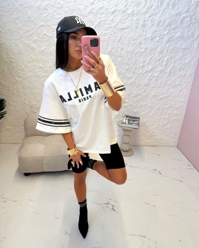T-shirt Paris La Milla biały z czarnym