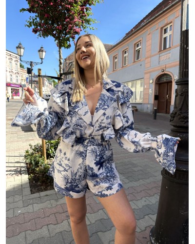 Komplet w stylu DIOR spodenki + koszula La Milla granatowy