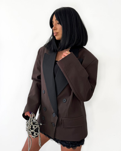 Marynarka dwurzędowa La Milla czekoladowa