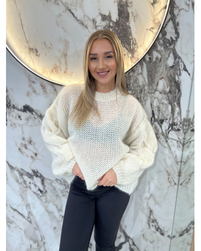 Sweter warkocz By o la la...! śmietankowy