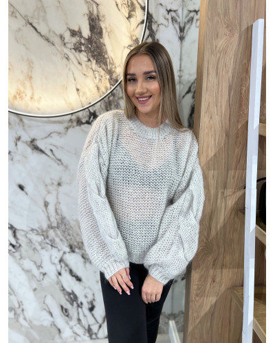 Sweter warkocz By o la la...! szary