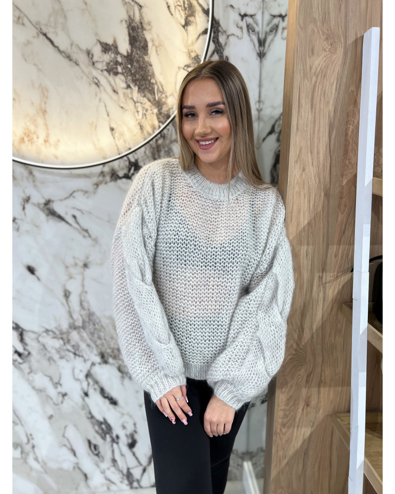 Sweter warkocz By o la la...! szary