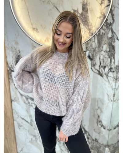 Sweter warkocz By o la la...! beżowy