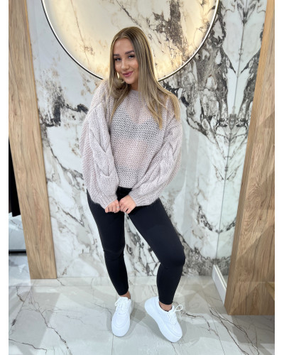 Sweter warkocz By o la la...! beżowy