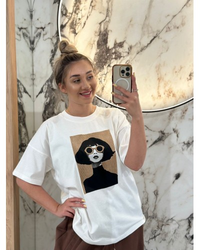 T-shirt twarz By o la la...! śmietanka z camelem