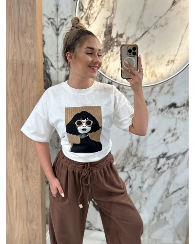 T-shirt twarz By o la la...! śmietanka z camelem