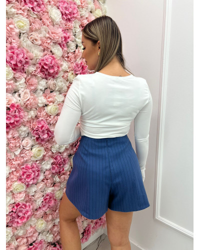 Spodenki materiałowe motylki La Milla granatowe w paski