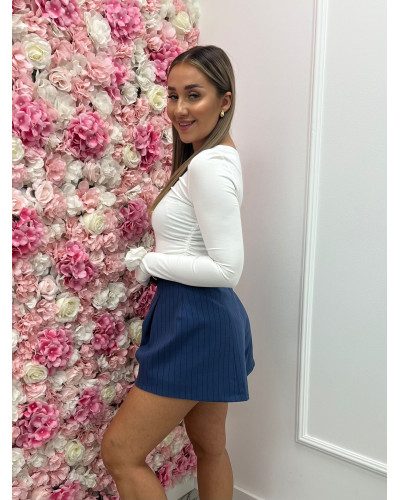 Spodenki materiałowe motylki La Milla granatowe w paski