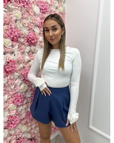 Spodenki materiałowe motylki La Milla granatowe w paski