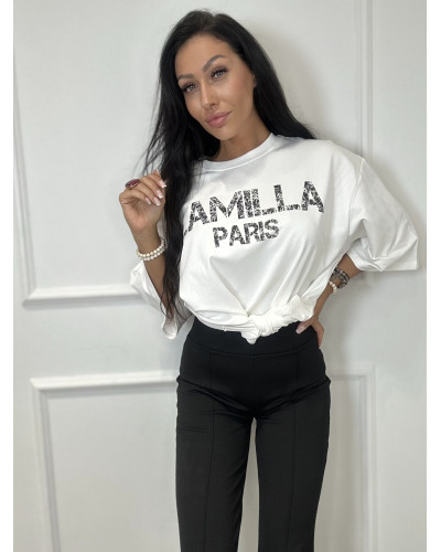T-shirt oversize La Milla Paris biały z czarnym