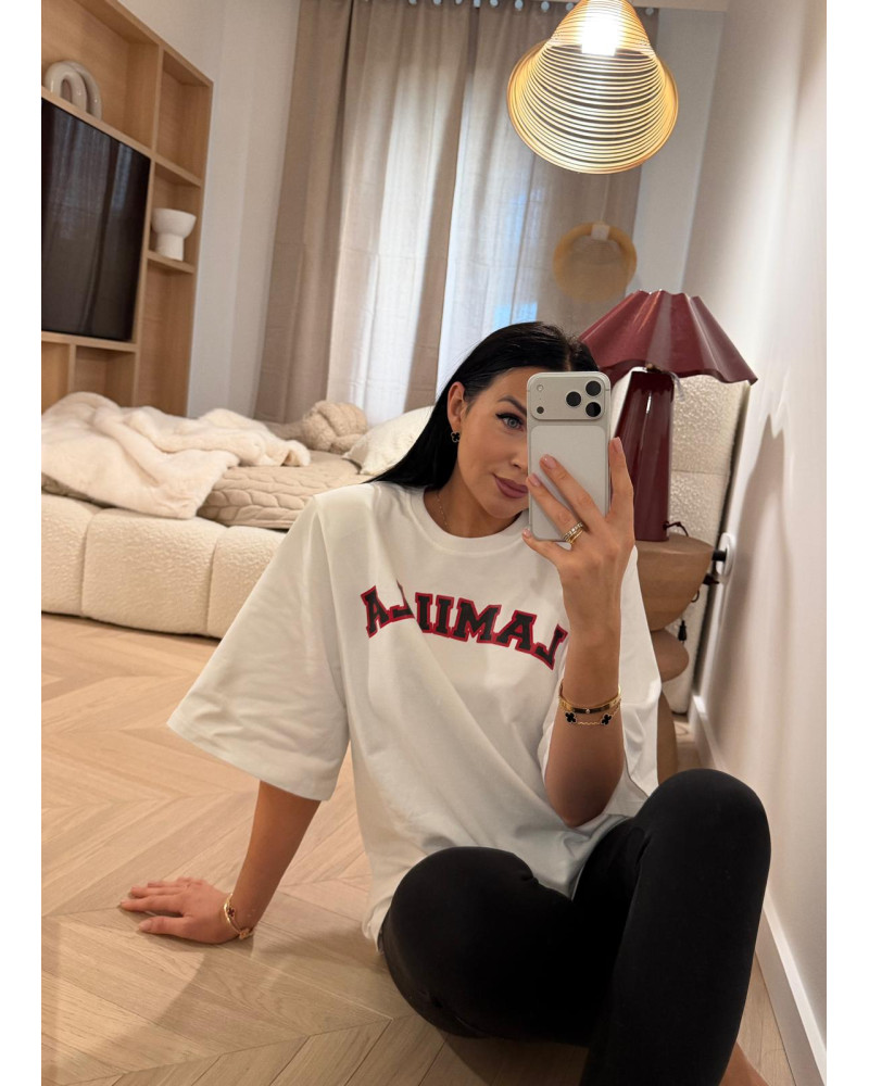 T-shirt oversize z napisem La Milla biały