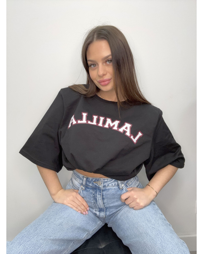 T-shirt oversize z napisem La Milla czarny