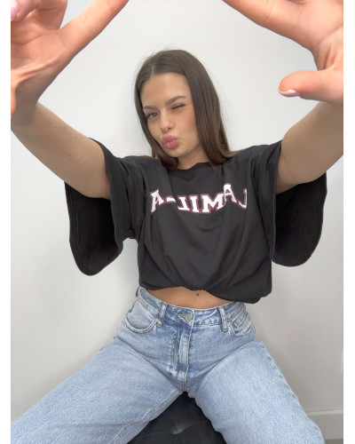 T-shirt oversize z napisem La Milla czarny