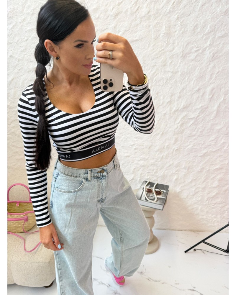 Crop top w paski La Milla biało-czarny Crop top w paski La Milla biało-czarny