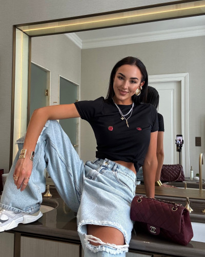 T-shirt truskawki La Milla czarny