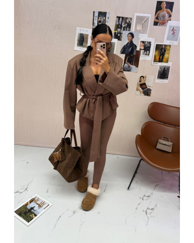 Legginsy zapiętki z przeszyciami La Milla camel