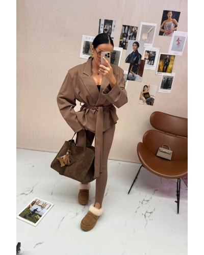 Legginsy zapiętki z przeszyciami La Milla camel