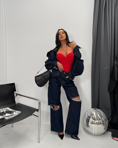 Spodnie jeansowe z dziurami La Milla ciemny jeans